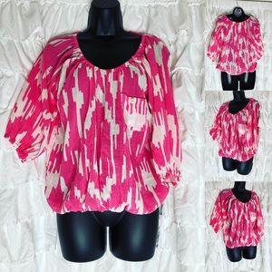 J.Crew pink and white semi-tie die blouse